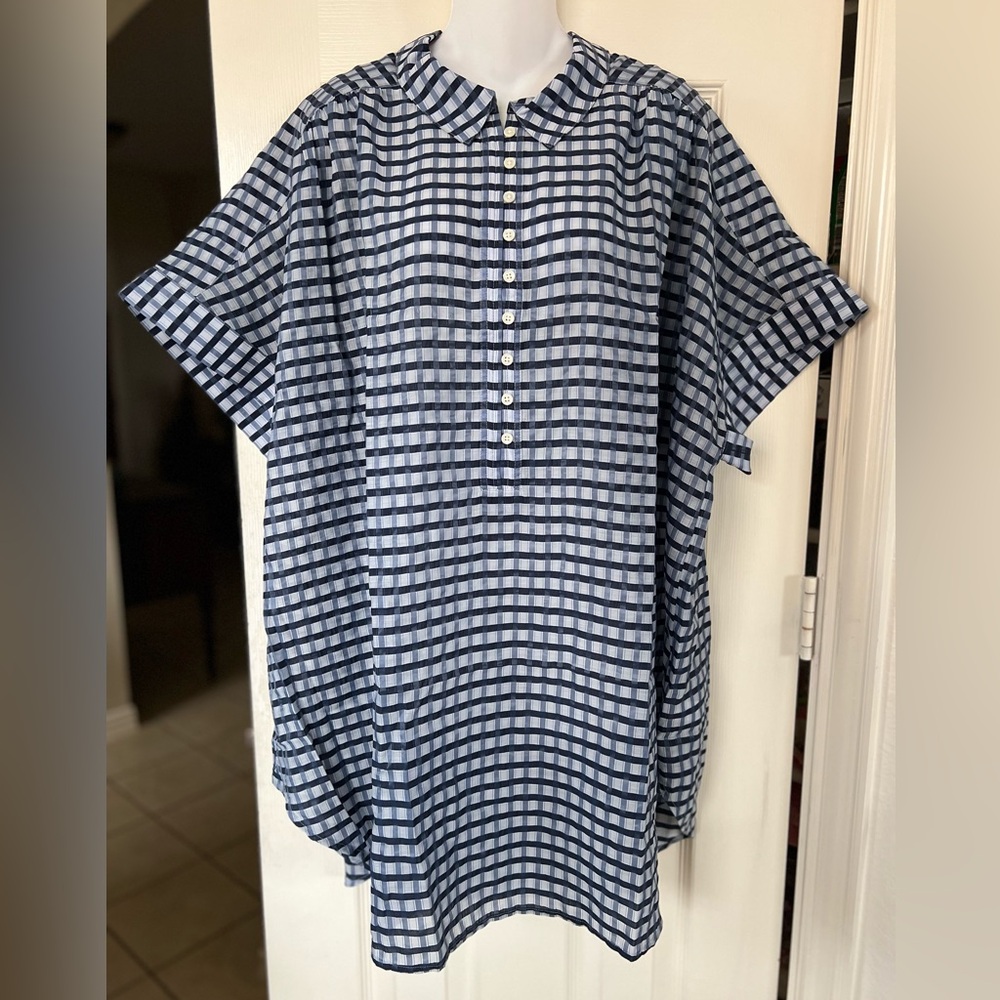 J. Crew Crinkled Tunic Beach Dress In Gingham Print